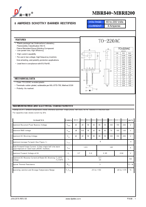 MBR880 Datasheet PDF DIYI Electronic Technology Co., Ltd.
