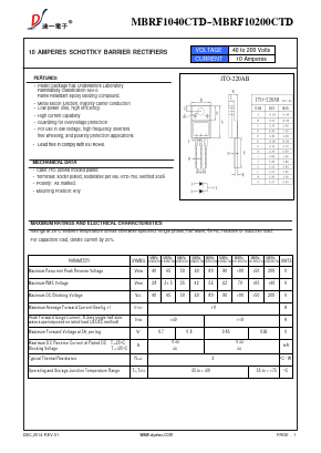 MBRF1040CTD Datasheet PDF DIYI Electronic Technology Co., Ltd.