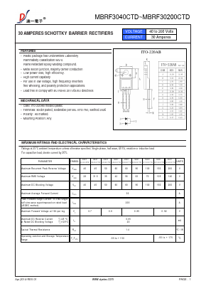 MBRF30100CTD Datasheet PDF DIYI Electronic Technology Co., Ltd.