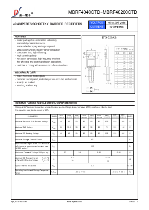 MBRF4045CTD Datasheet PDF DIYI Electronic Technology Co., Ltd.