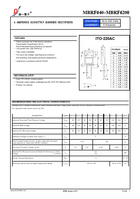 MBRF650 Datasheet PDF DIYI Electronic Technology Co., Ltd.