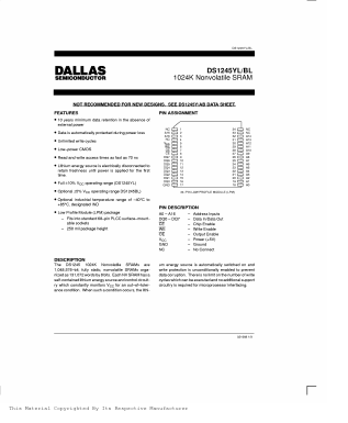 DS1245BL Datasheet PDF Dallas Semiconductor -> Maxim Integrated