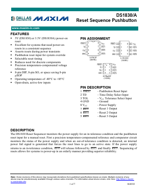 DS1830U Datasheet PDF Dallas Semiconductor -> Maxim Integrated