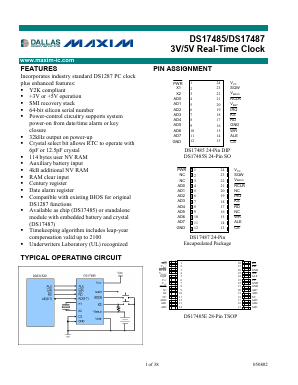 DS17485SN-5 Datasheet PDF Dallas Semiconductor -> Maxim Integrated