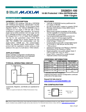 DS28E01-100 Datasheet PDF Dallas Semiconductor -> Maxim Integrated