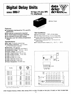 DDU-7 Datasheet PDF Data Delay Devices