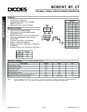 BC857AT Datasheet PDF Diodes Incorporated.