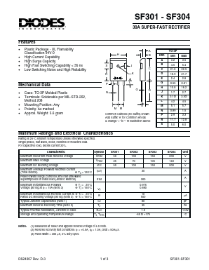 SF301 Datasheet PDF Diodes Incorporated.