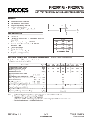 PR2001G Datasheet PDF Diodes Incorporated.