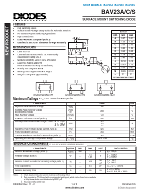 BAV23C Datasheet PDF Diodes Incorporated.