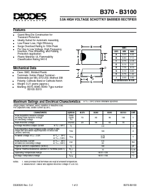 B380 Datasheet PDF Diodes Incorporated.