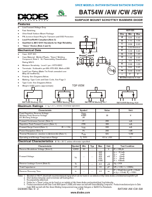 BAT54AW Datasheet PDF Diodes Incorporated.