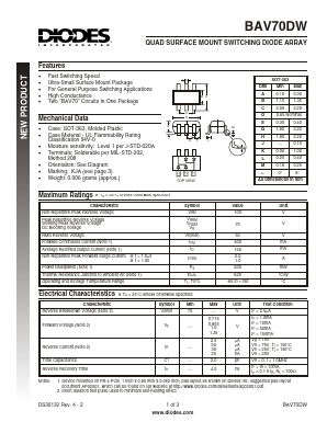 BAV70DW-7 Datasheet PDF Diodes Incorporated.