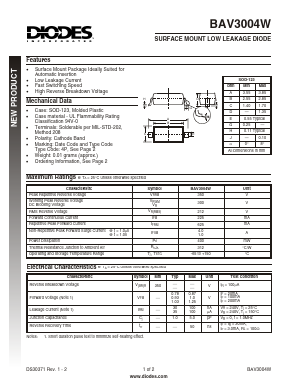 BAV3004W-7 Datasheet PDF Diodes Incorporated.