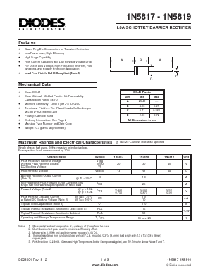 IN5818 Datasheet PDF Diodes Incorporated.