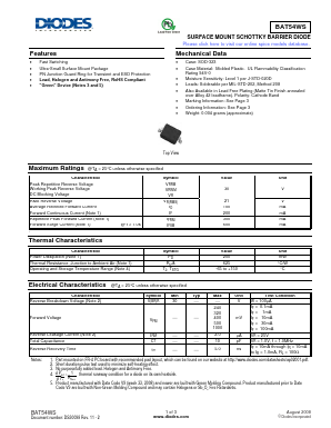 BAT54WS Datasheet PDF Diodes Incorporated.