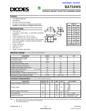BAT54WS-7 Datasheet PDF Diodes Incorporated.