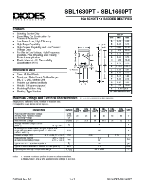 SBL1650PT Datasheet PDF Diodes Incorporated.