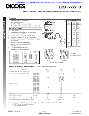 DCX143EU Datasheet PDF Diodes Incorporated.