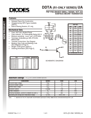 DDTA143TUA-7 Datasheet PDF Diodes Incorporated.