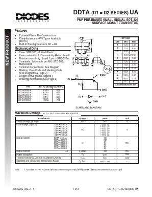 DDTA114EUA-7 Datasheet PDF Diodes Incorporated.