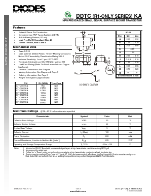 DDTC115TKA-7-F Datasheet PDF Diodes Incorporated.