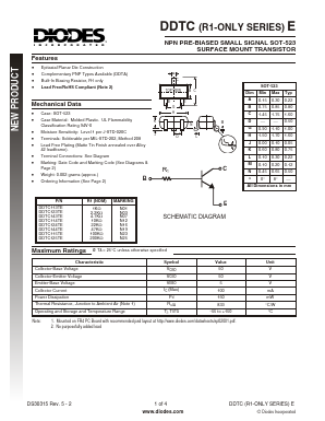DDTC115TE-7-F Datasheet PDF Diodes Incorporated.