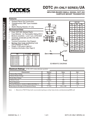 DDTC115TUA-7 Datasheet PDF Diodes Incorporated.