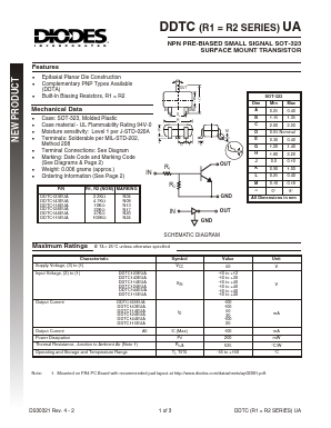 DDTC115EUA-7 Datasheet PDF Diodes Incorporated.