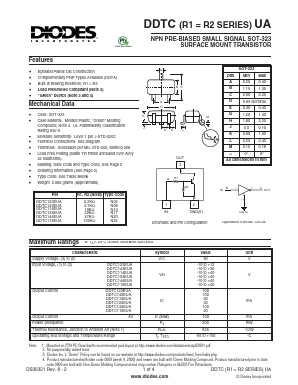 DDTC115EUA Datasheet PDF Diodes Incorporated.