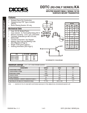 DDTC115GKA-7 Datasheet PDF Diodes Incorporated.