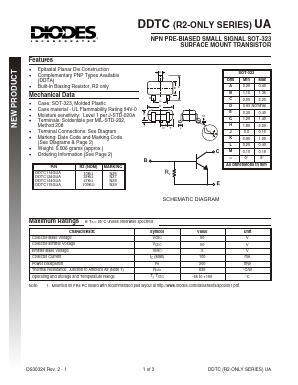 DDTC115GUA Datasheet PDF Diodes Incorporated.