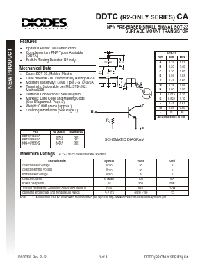 DDTC115GCA-7 Datasheet PDF Diodes Incorporated.