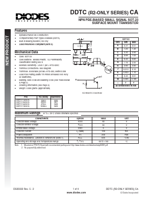 DDTC115GCA-7-F Datasheet PDF Diodes Incorporated.