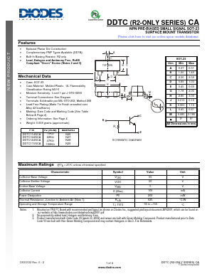 DDTC115GCA-7-F Datasheet PDF Diodes Incorporated.