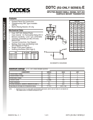 DDTC115GE-7 Datasheet PDF Diodes Incorporated.