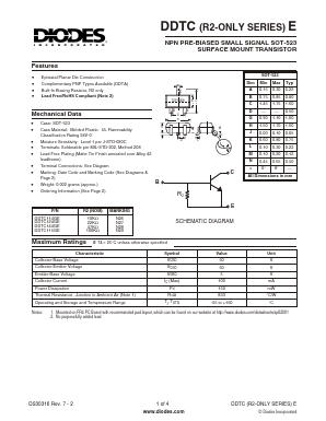 DDTC115GE-7-F Datasheet PDF Diodes Incorporated.