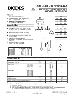 DDTC115EKA Datasheet PDF Diodes Incorporated.