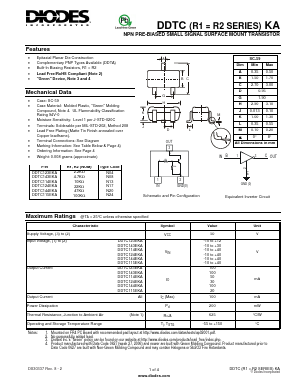 DDTC115EKA-7-F Datasheet PDF Diodes Incorporated.