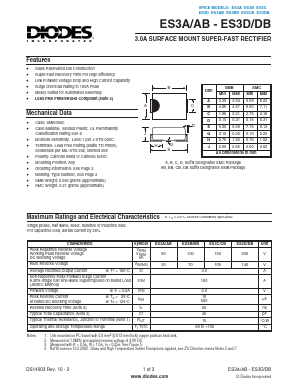 ES3DAB Datasheet PDF Diodes Incorporated.