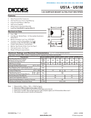 US1G Datasheet PDF Diodes Incorporated.