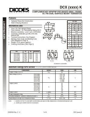 DCX114EK-7 Datasheet PDF Diodes Incorporated.