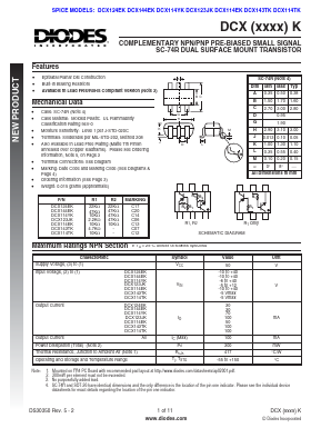 DCX114EK-7 Datasheet PDF Diodes Incorporated.
