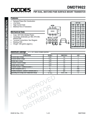 DMDT9922 Datasheet PDF Diodes Incorporated.