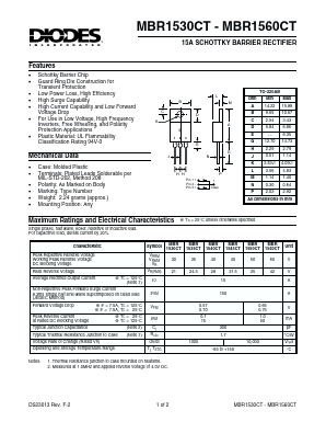 MBR1545CT Datasheet PDF Diodes Incorporated.