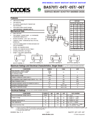BAS70T Datasheet PDF Diodes Incorporated.
