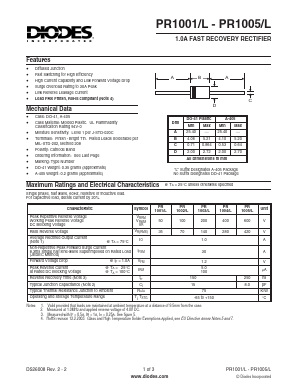 PR1003/L Datasheet PDF Diodes Incorporated.