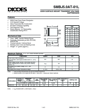 SMBJ5.0AT Datasheet PDF Diodes Incorporated.