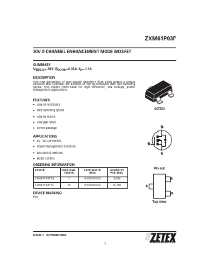 ZXM61P03FTA Datasheet PDF Diodes Incorporated.