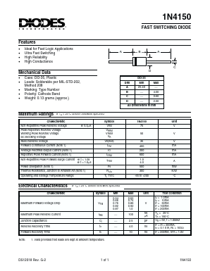 1N4150 Datasheet PDF Diodes Incorporated.